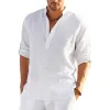 New men's linen long-sleeved T-shirt, loose undershirt, solid color long-sleeved cotton and linen shirt Application Scenario